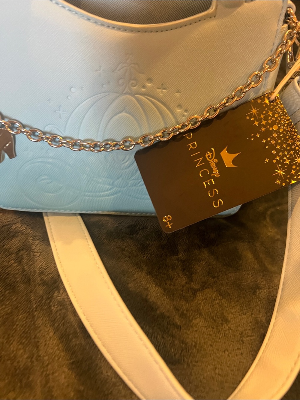 Disney X Loungefly  Cinderella Light Blue Embossed Mini Handbag with Chain - Picture 12 of 12